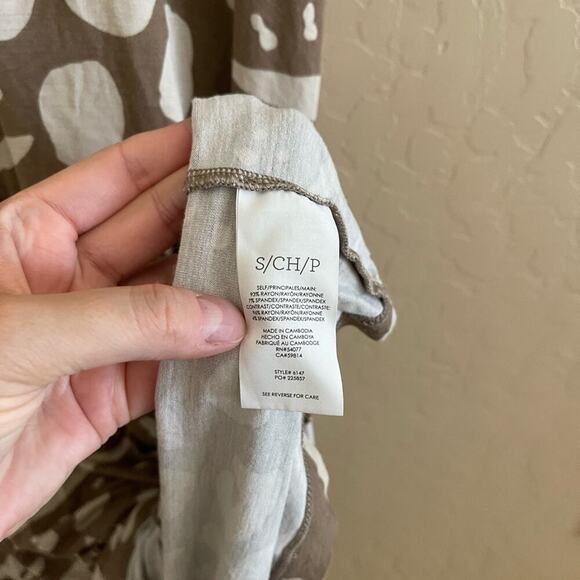 CAbi Swoon Brown Printed Faux Wrap Cinch Back Style #6147 Maxi Dress S - Picture 7 of 7